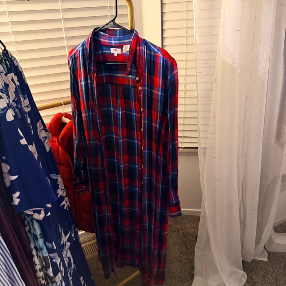 Levi's Vibrant Red and Blue Checkered Tunic